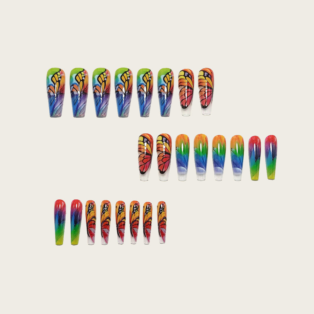 Artificial nails with colorful butterfly design Acalora