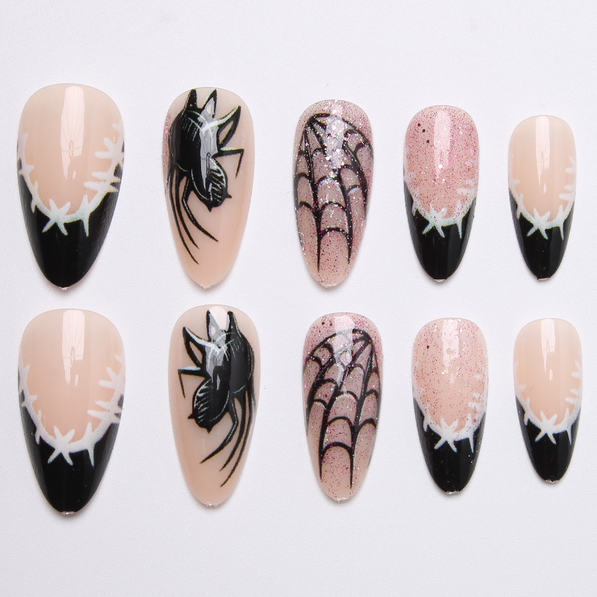 Creative nail art set with spider and web design Acalora