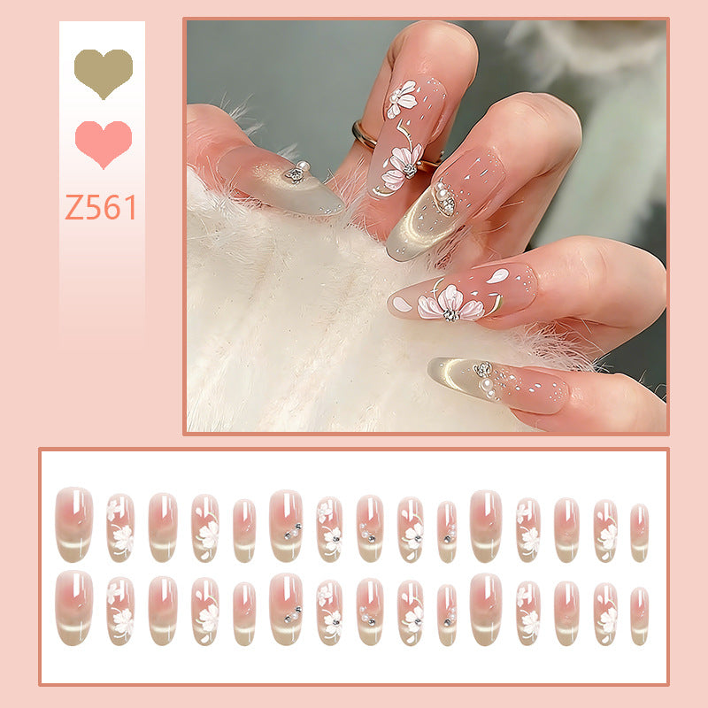 Artificial nail set with elegant floral accents Acalora