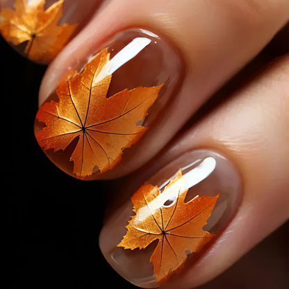 Autumn Leaf Pattern Nail Art Acalora