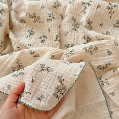 Women's Cozy Cotton Blanket with Floral Design Skanto