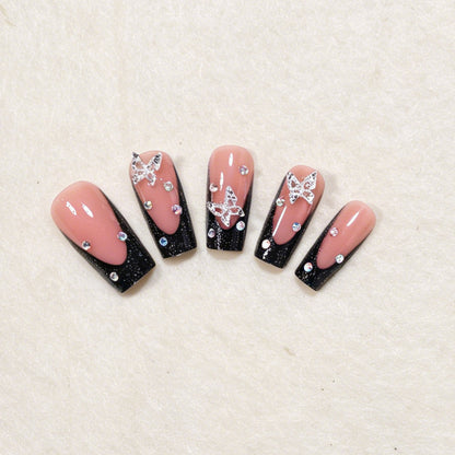 Butterfly Accented Press-On Nail Art Set Acalora