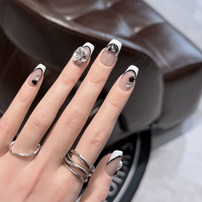 Decorative Press-On Nails with Elegant Gemstone Accents Acalora