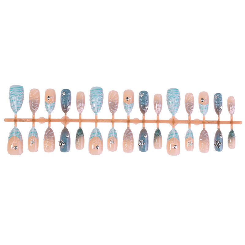 Artistic Press-On Nail Set with Decorative Elements Acalora
