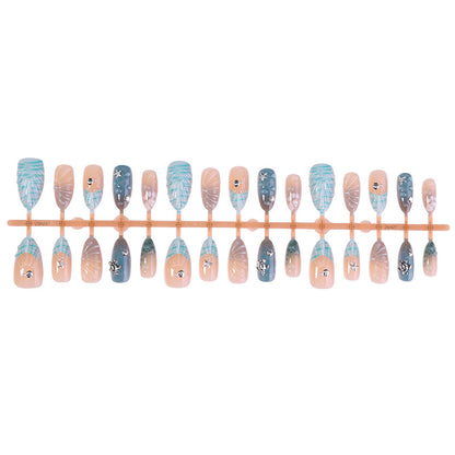 Artistic Press-On Nail Set with Decorative Elements Acalora