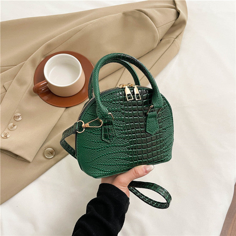 Crocodile-Embossed Mini Satchel Bag Acalora