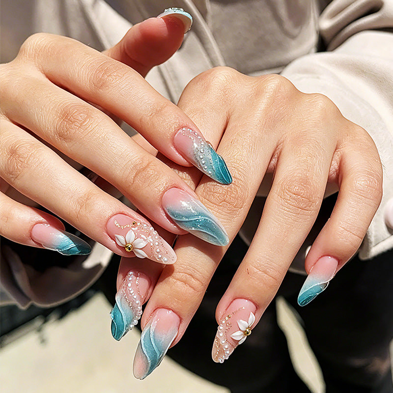 Decorative Press-On Nail Art Set with Premium Floral Designs Acalora