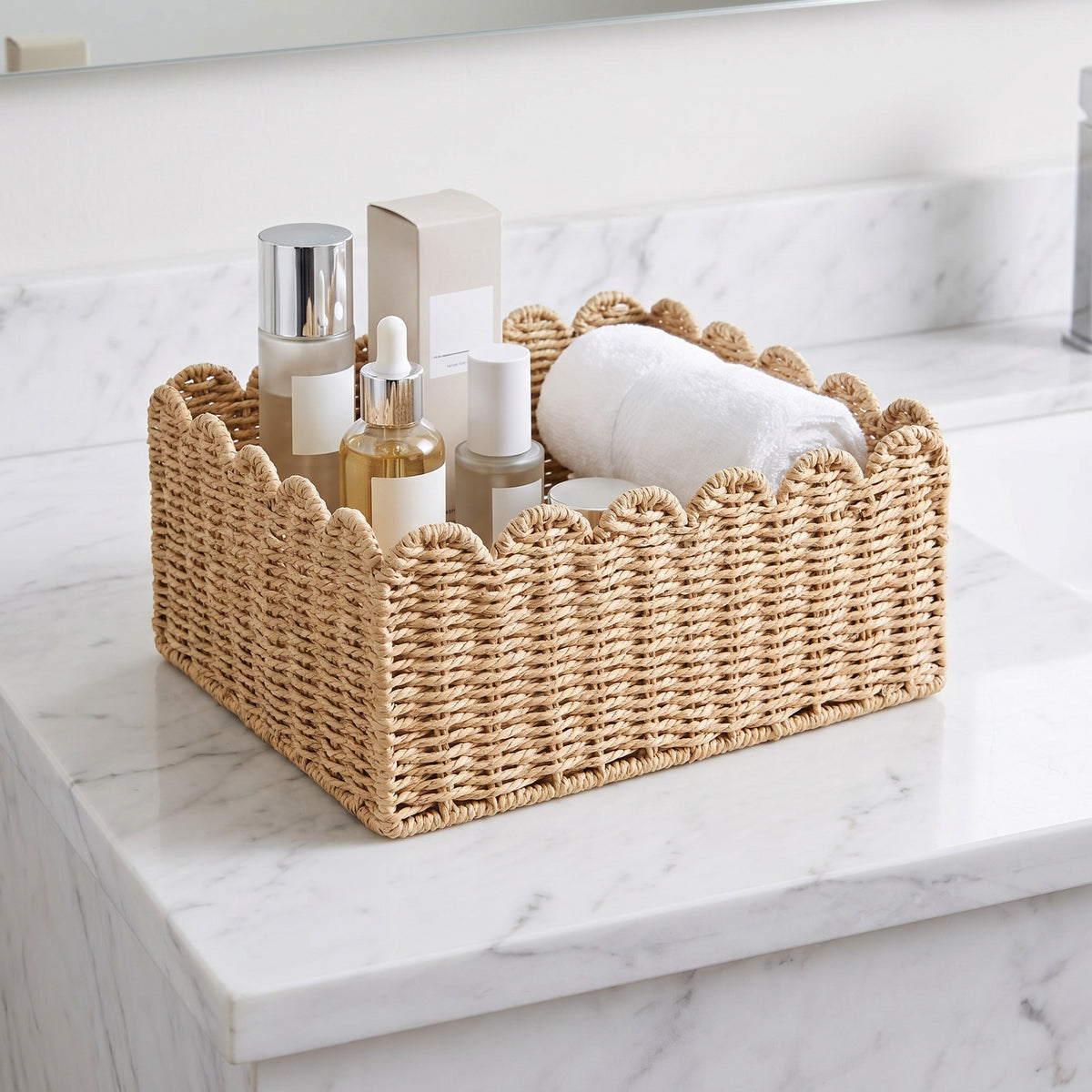 Scalloped Woven Storage Basket Acalora