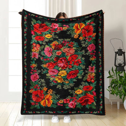 Floral Garden-Themed Plush Blanket