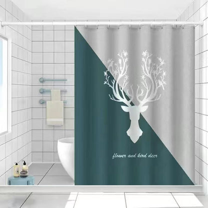 Artistic Deer-Themed Shower Curtain