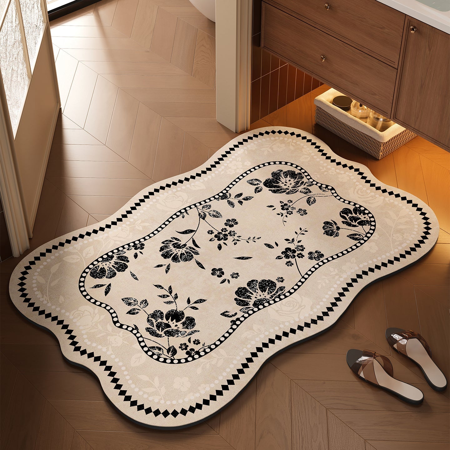 Floral Design Bathroom Mat