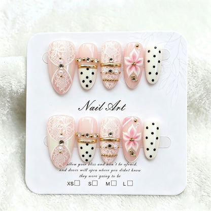 Elegant Lace Press-On Nail Set Acalora