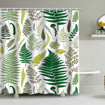 Tropical Leaf Print Shower Curtain
