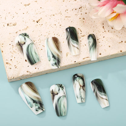 Artificial Nail Art Nails in elegant marble design Acalora