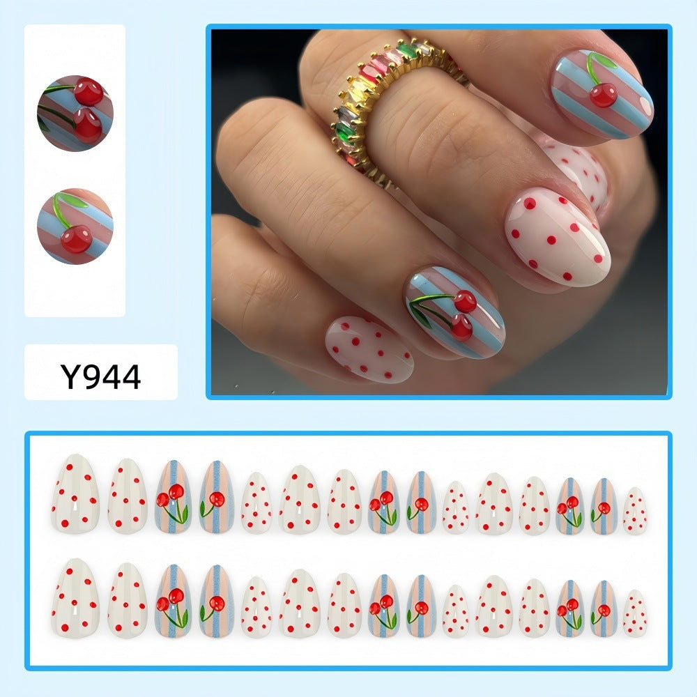 Artificial nails with fruity cherry design Acalora
