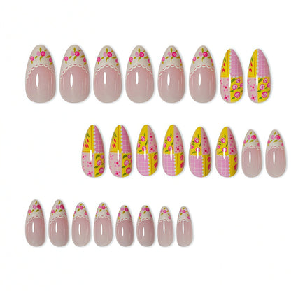 Elegant Floral Design Press-On Nails Set Acalora