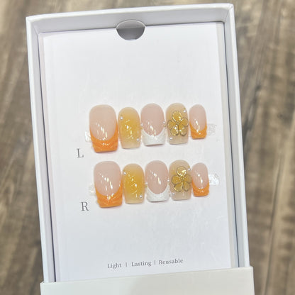 Elegant Stiletto Press-On Nail Set with Floral Accents Acalora