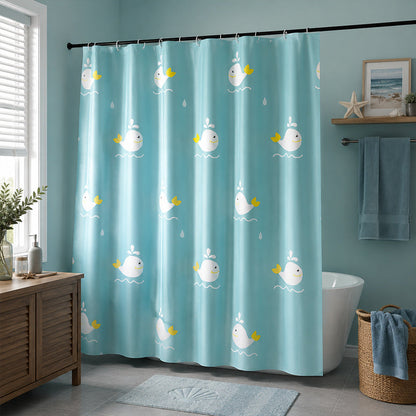 Playful Whale Theme Shower Curtain