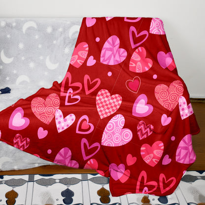 Heart Pattern Fleece Throw Blanket