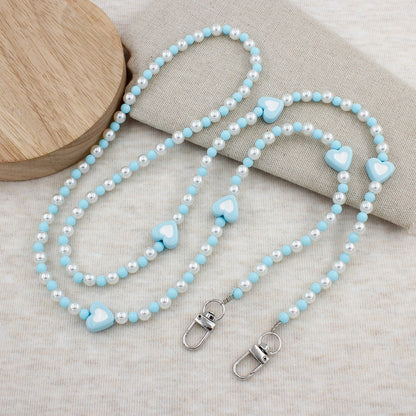 Heart-Embellished Beaded Eyewear Chain Acalora