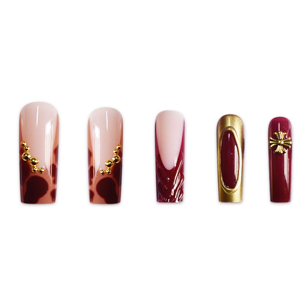 Artistic Long Press-On Nails with Elegant Accents Acalora