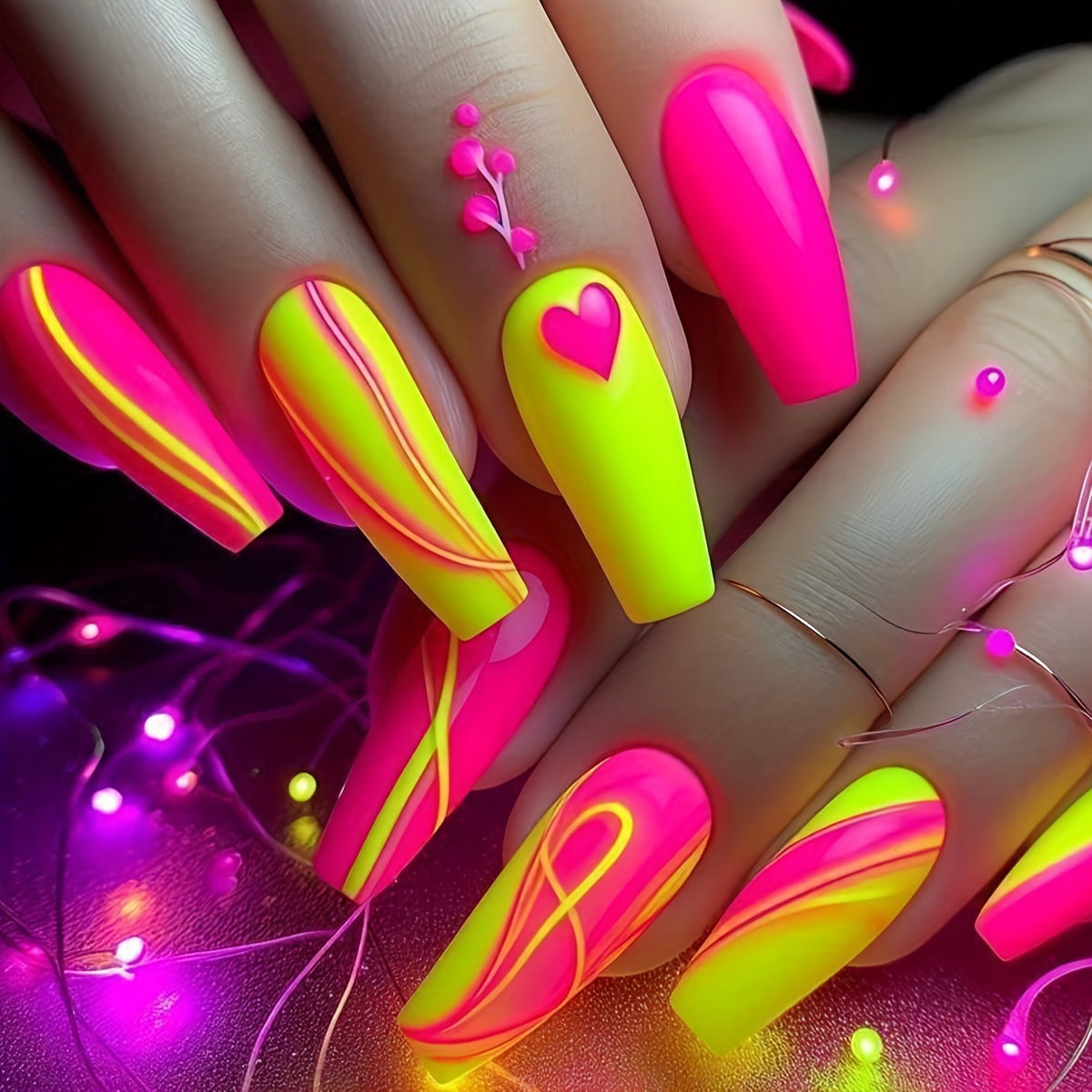 Neon Themed Nail Art Acalora