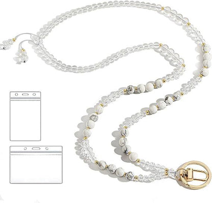 Beaded Lanyard with Retractable ID Holder Acalora