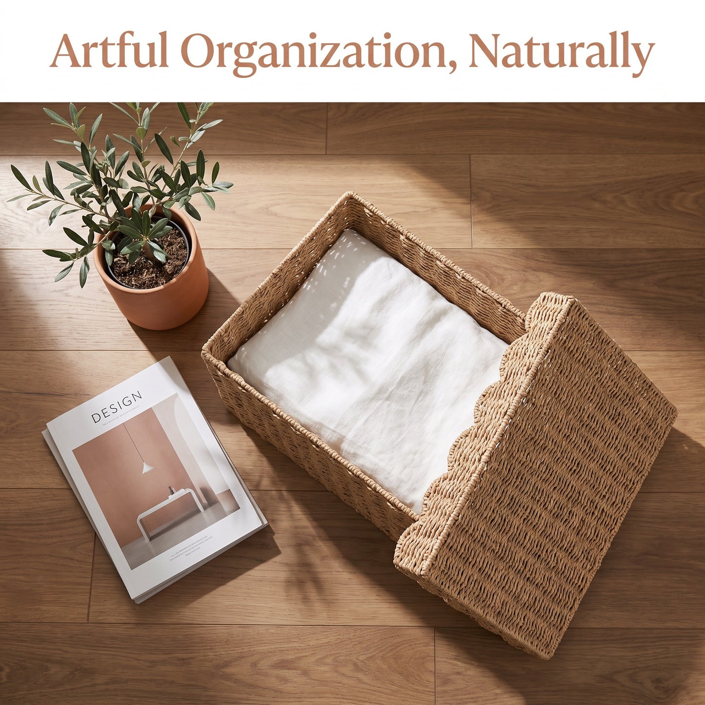 Decorative Woven Storage Chest with Lid Acalora