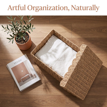 Decorative Woven Storage Chest with Lid Acalora