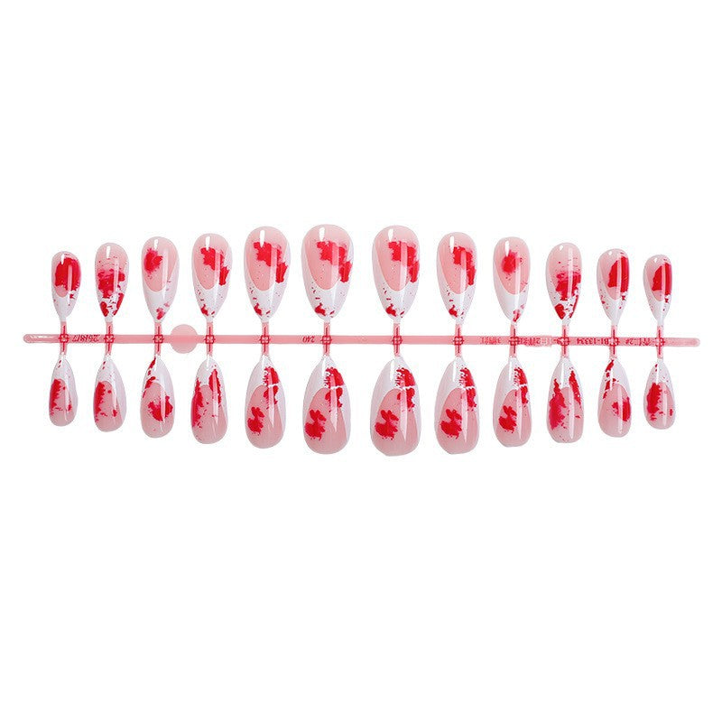 Artistic Press-On Nail Set with Floral Design Acalora