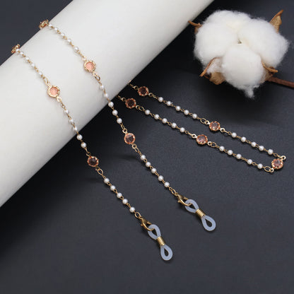Elegant Pearl and Crystal Eyewear Chain Acalora