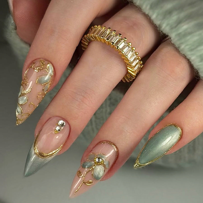 Decorative Floral Art Press-On Nail Set Acalora