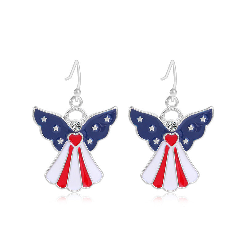 Women's lightweight star earrings with enamel flag design and fishhook Kalsten