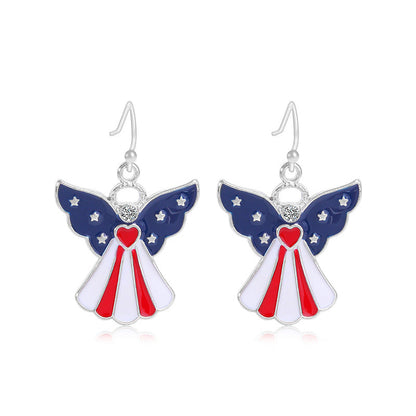 Women's lightweight star earrings with enamel flag design and fishhook Kalsten