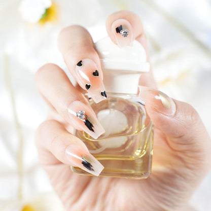 Artistic Heart-Adorned Press-On Nail Set Acalora