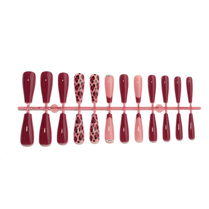 Decorative Press-On Nail Set with Stylish Leopard Accents Acalora
