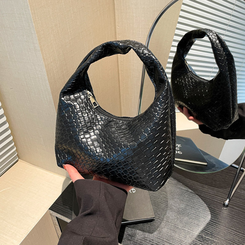 Textured Faux Leather Hobo Bag Acalora