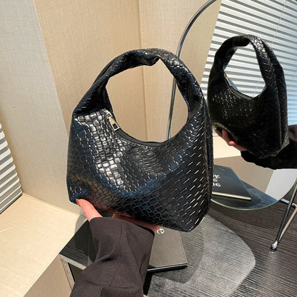 Textured Faux Leather Hobo Bag Acalora