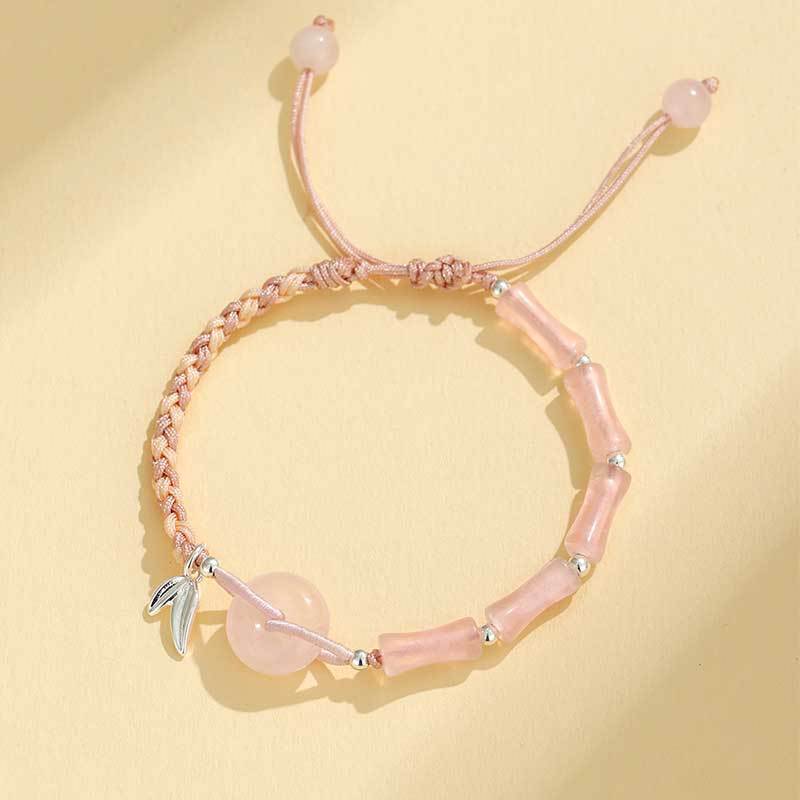 Adjustable Gemstone and Leaf Charm Bracelet Acalora