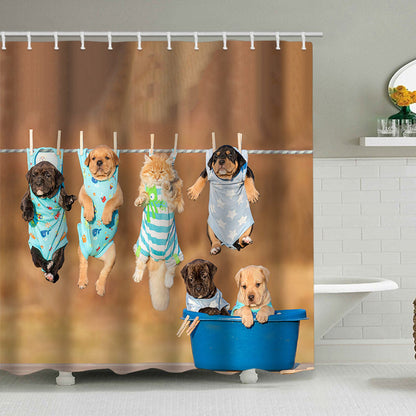 Artistic Dog Illustration Shower Curtain