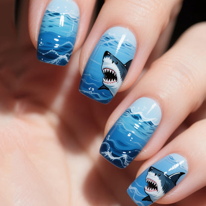 Shark-Themed Artistic Nail Art Acalora