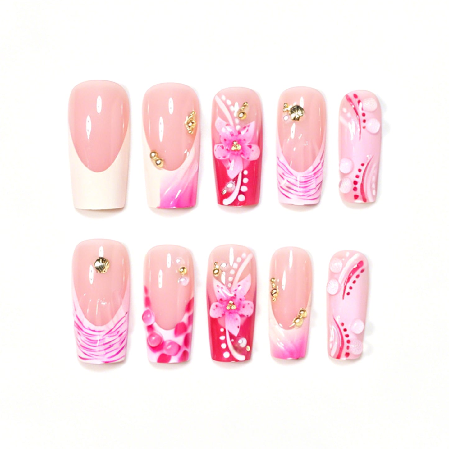 Artistic Decorated Press-On Nail Set Acalora