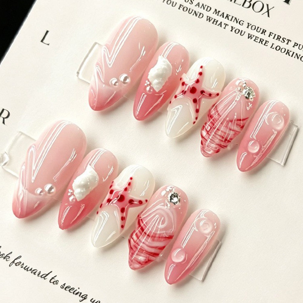 Elegant sea motif artificial nails Acalora