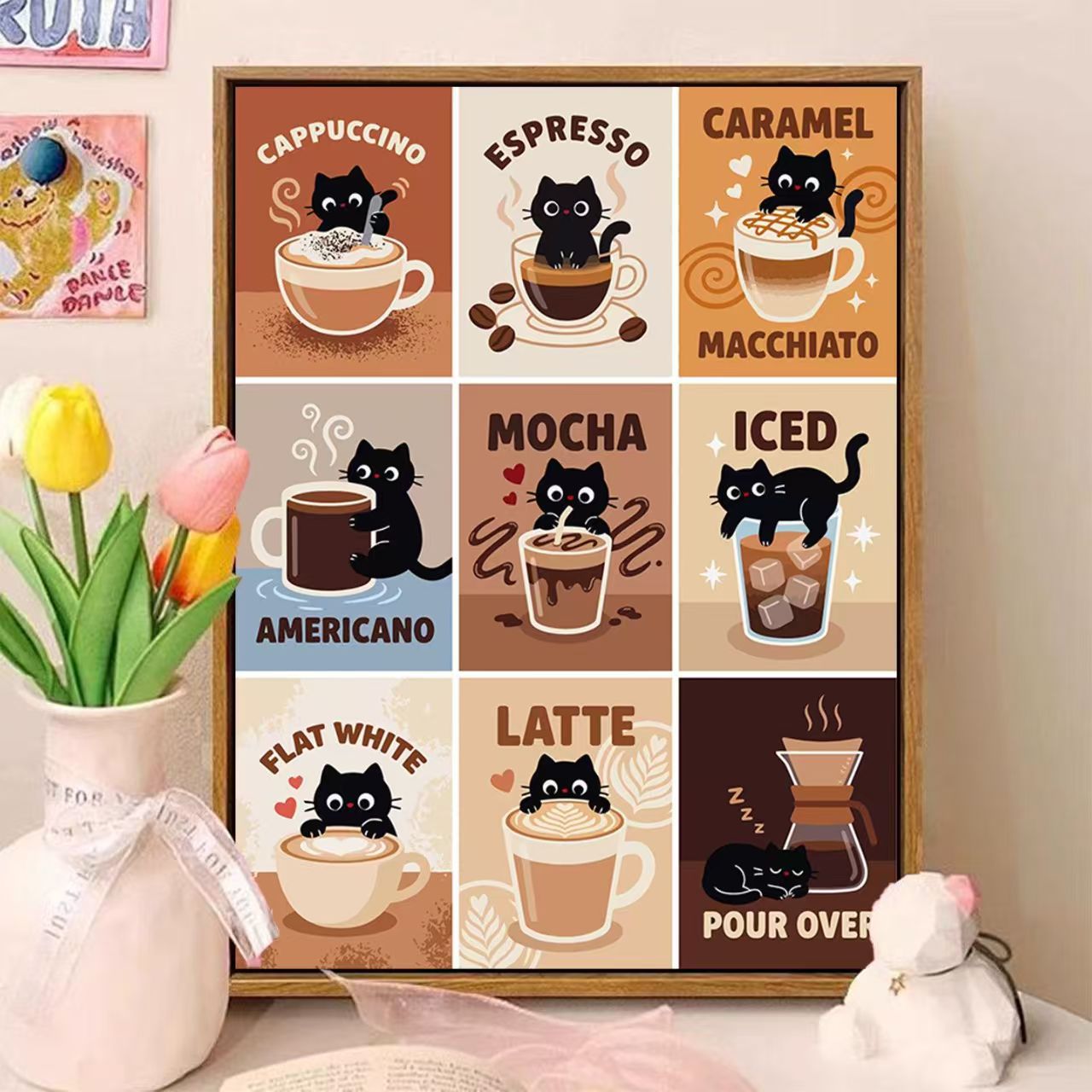 Playful Cat-Themed Illustrated Wall Art