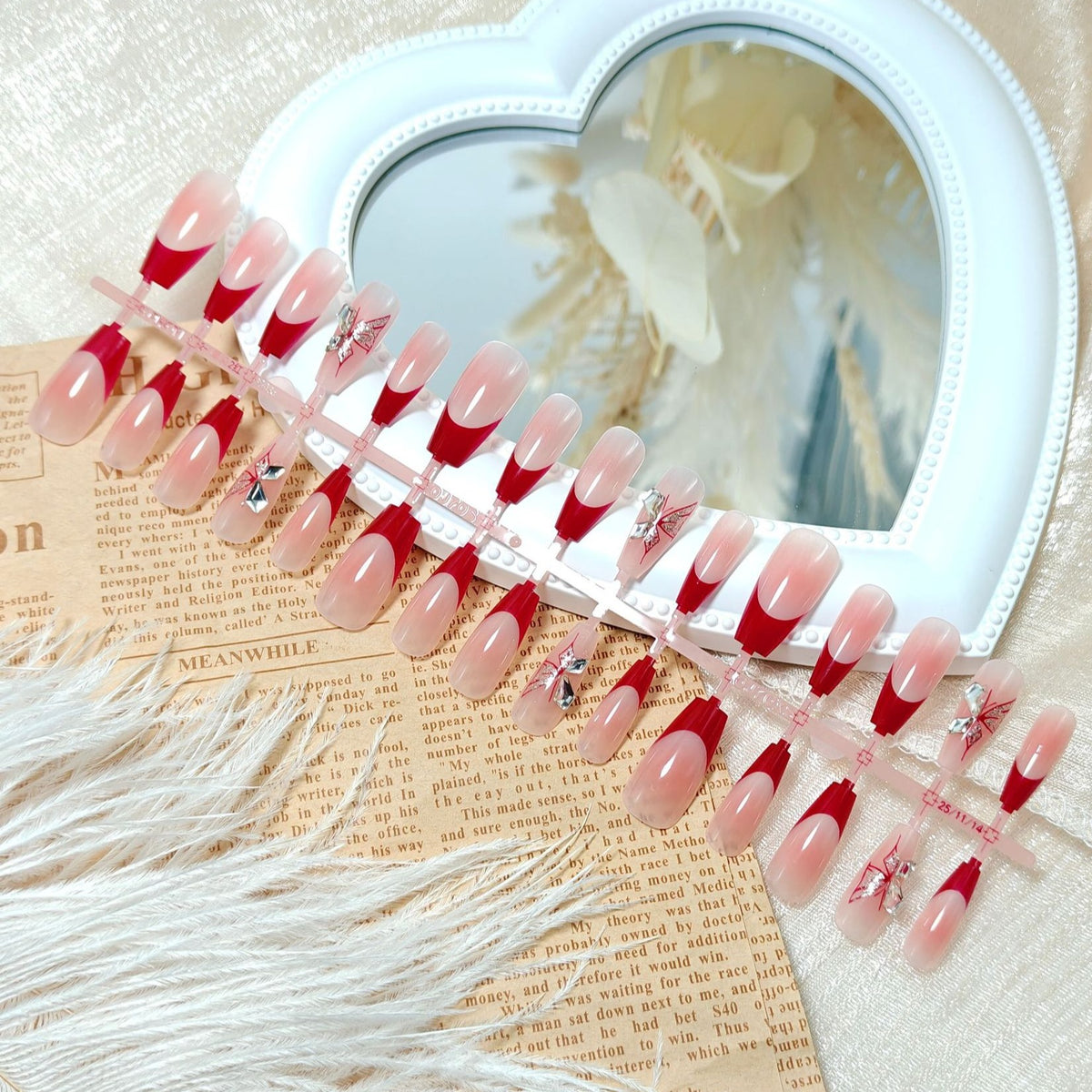 Artificial Nail Set with Elegant 3D Flower Decorations Acalora