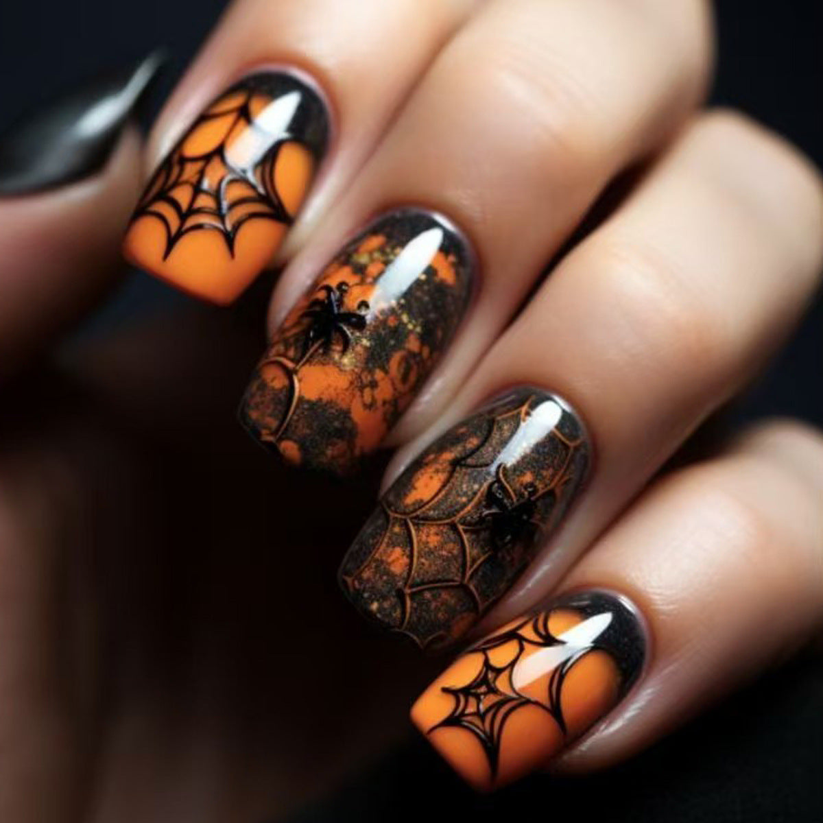 Halloween-Themed Spider Web Nail Art Acalora