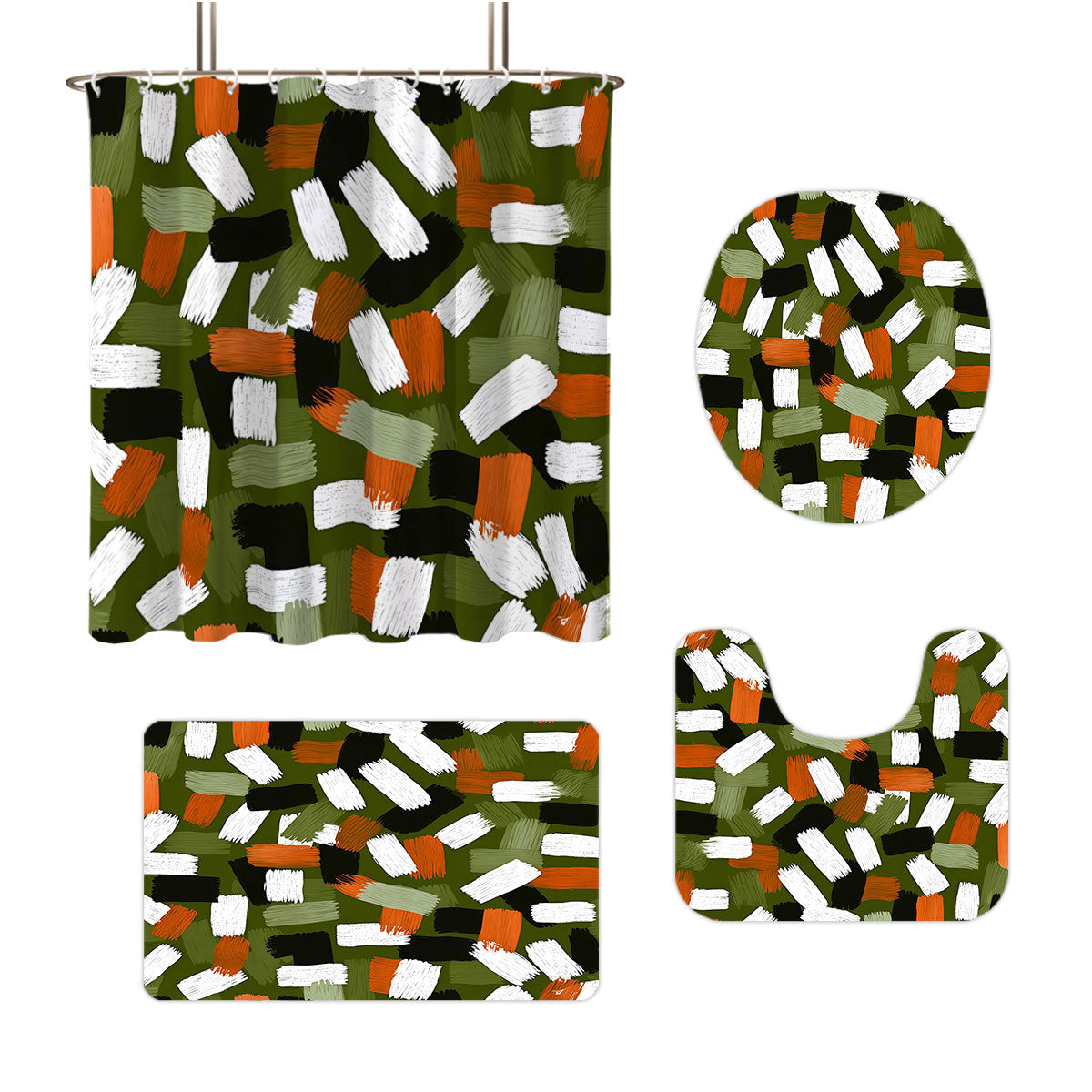 Bold Brushstroke Pattern Four-Piece Bathroom Set