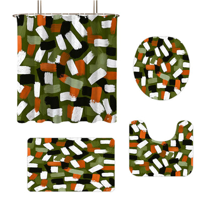 Bold Brushstroke Pattern Four-Piece Bathroom Set
