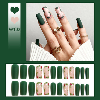 Acrylic nail set with festive Christmas design and elegant 3D embellishments Acalora