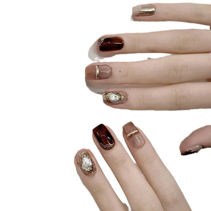 Elegant Nail Art Set with Unique Marble and Metallic Accents Acalora
